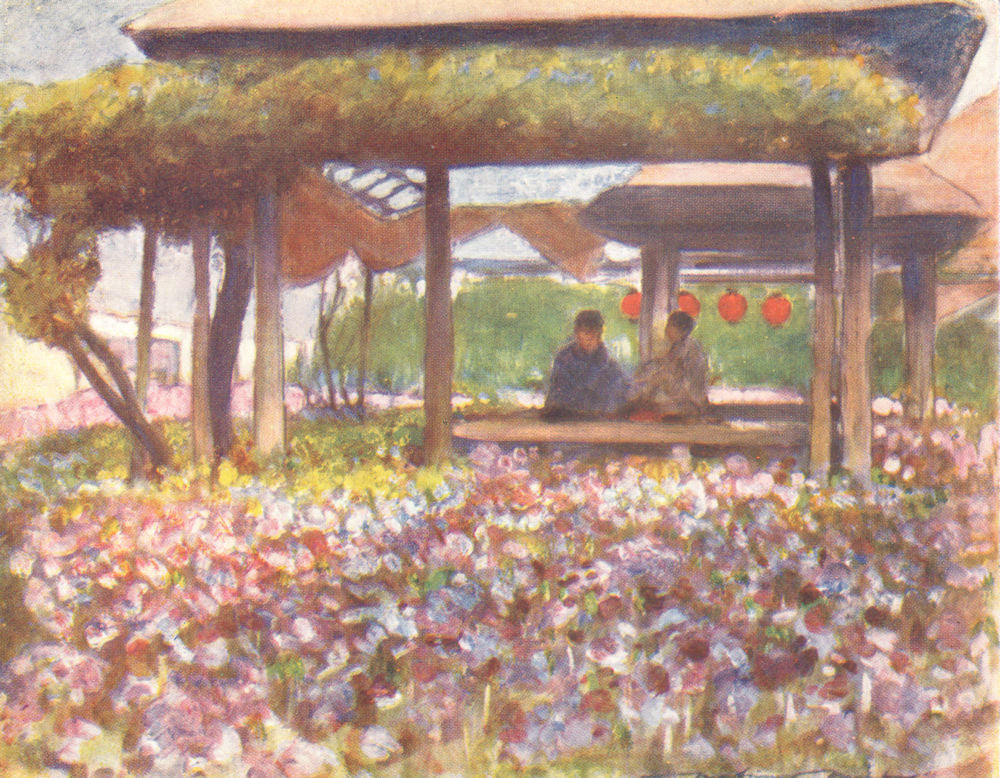 JAPAN. Gdns. At Horikiri 1904 old antique vintage print picture